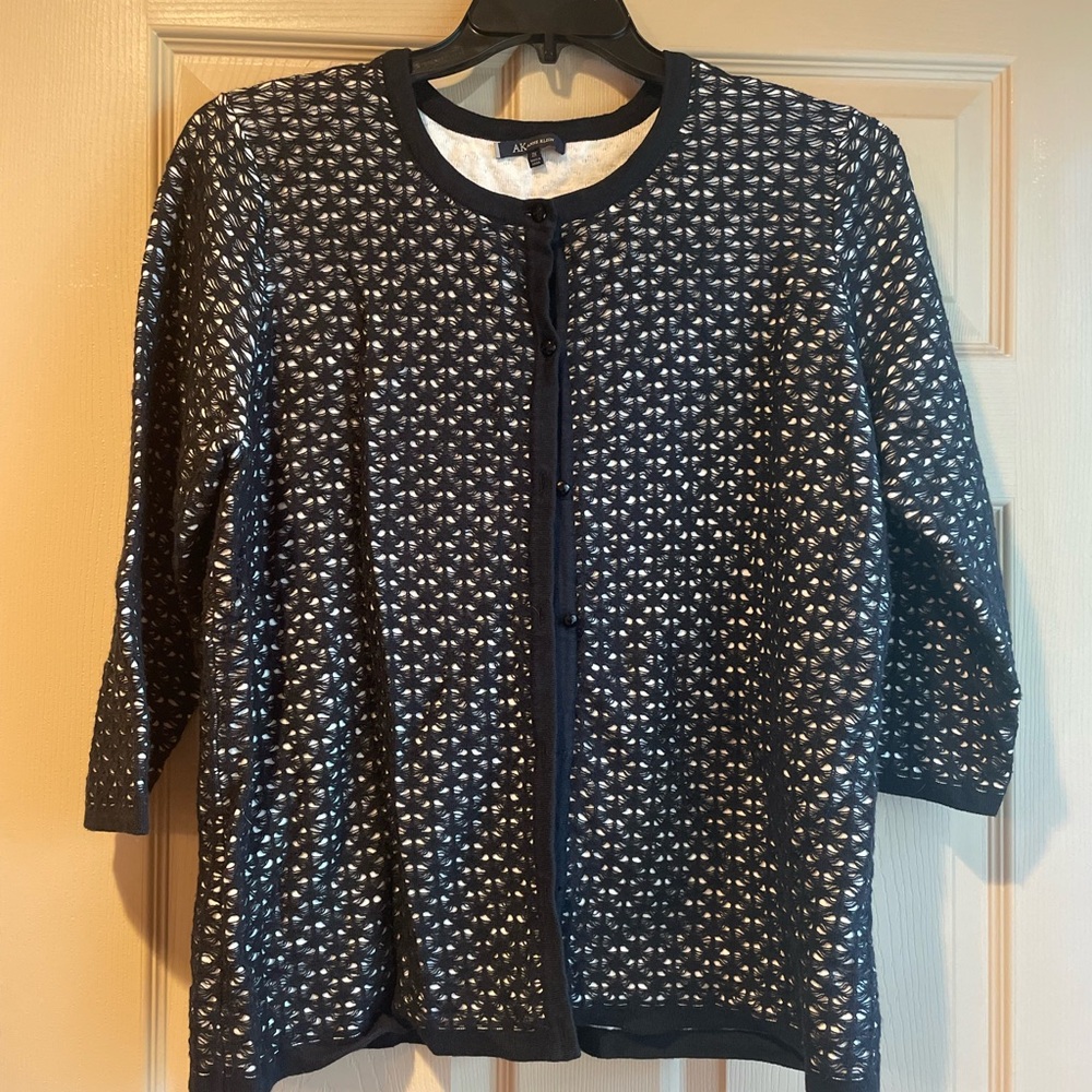 Anne‎ Klein Black and Cream Knit Top/Sweater w/Quarter Length Sleeves, Size 2X